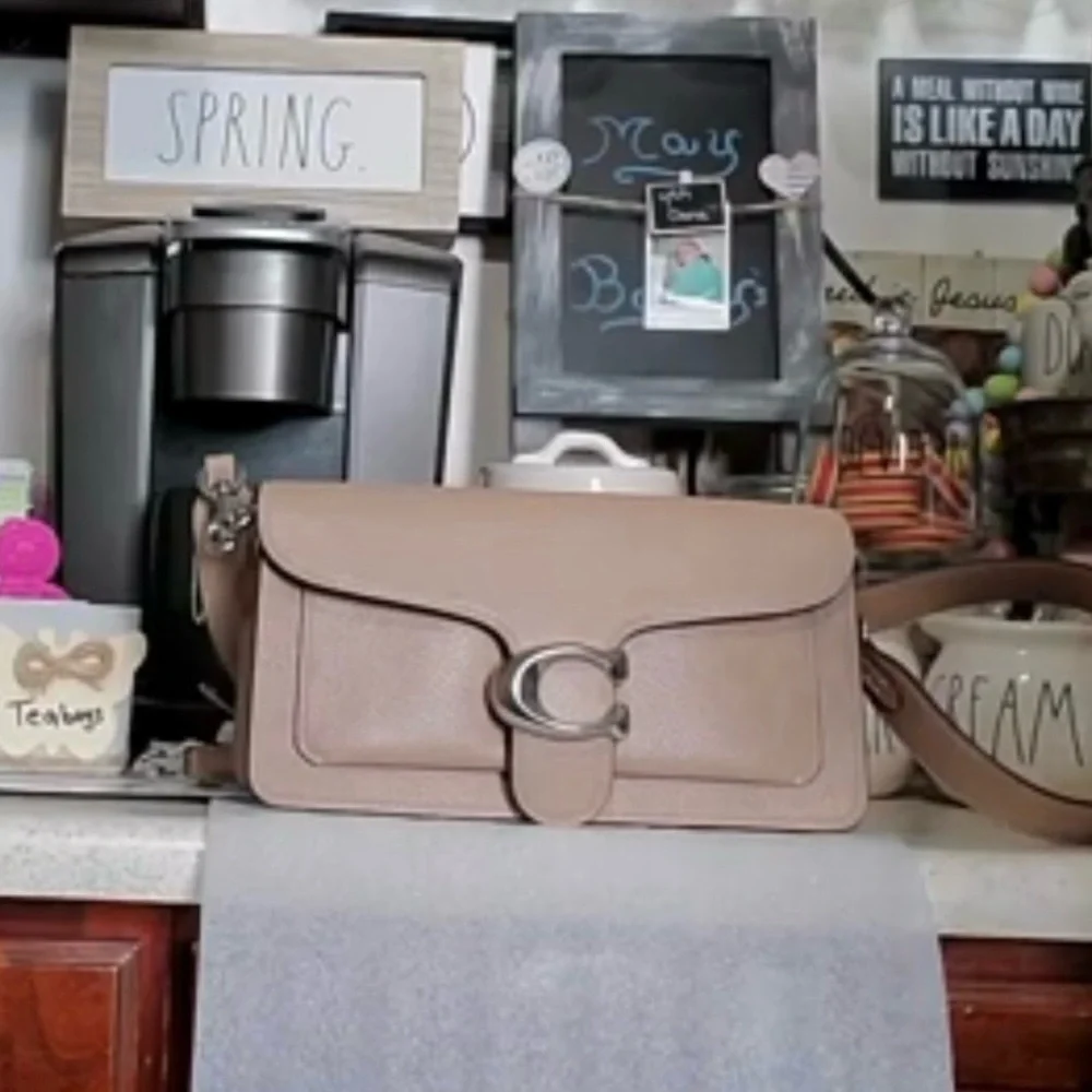 Coach Tabby Leather Taupe Crossbody Shoulder Bag